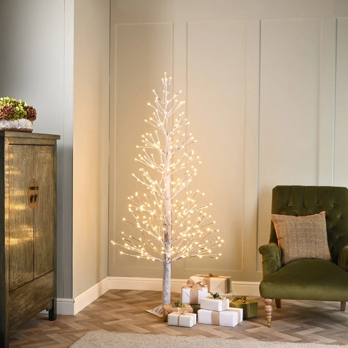 Festive Lit Snowy Christmas Twig Tree - Three sizes