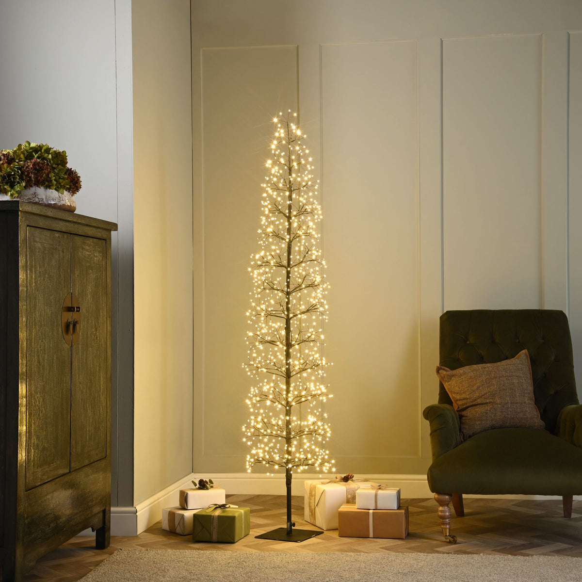 Festive Slim Black Microdot Starburst Tree - Four sizes