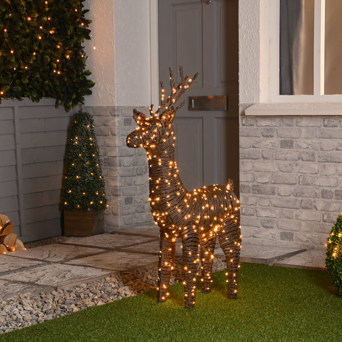 Festive Lit Brown Rattan Reindeer Antique LED - Two Sizes