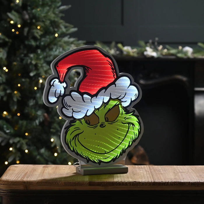 Festive 40cm Infinity Grinch with Santa Hat