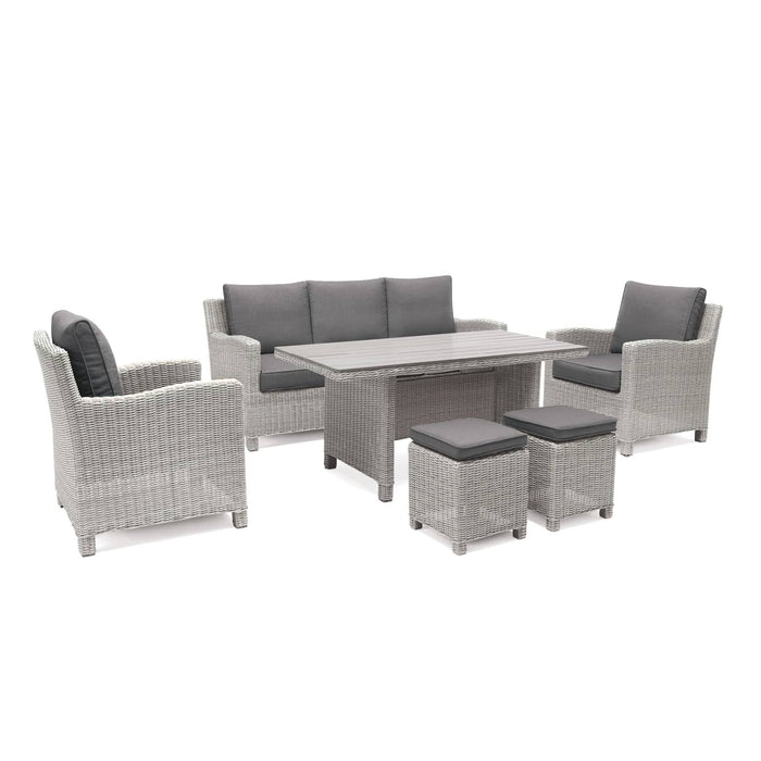 Palma Sofa Set with Slat Top Table In White Wash