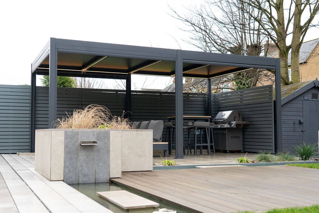 Norfolk Leisure Royce Cube 6m x 3.6m Aluminium Pergola with Solar LED Lights