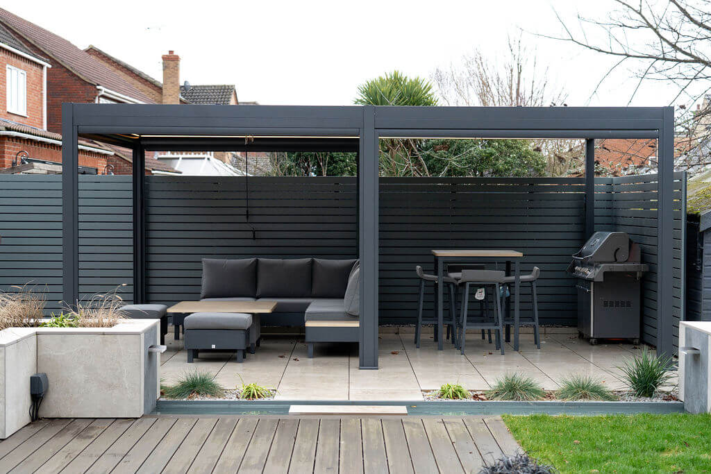 Norfolk Leisure Royce Cube 6m x 3.6m Aluminium Pergola with Solar LED Lights