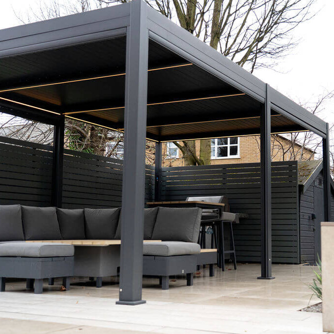 Norfolk Leisure Royce Cube 6m x 3.6m Aluminium Pergola with Solar LED Lights