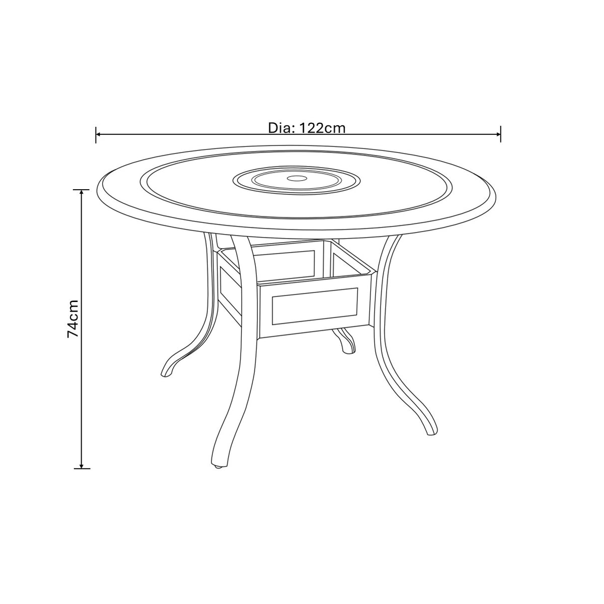 Hartman Capri 4 Seat Round Dining Set in Bronze with Parasol & Base