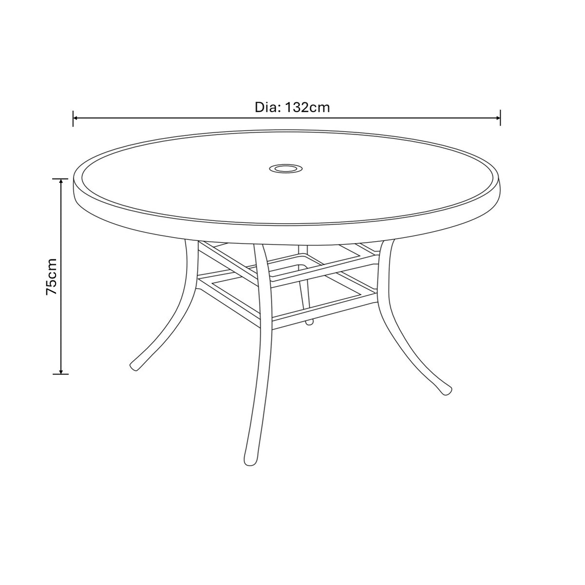 Hartman Berkeley 6 Seat Round Dining Set in Antique Grey / Platinum with base & parasol