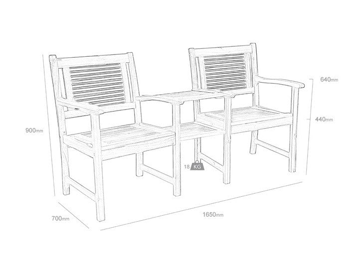 Alexander Rose Lakeside Acacia Wood Flat Arm Companion Set