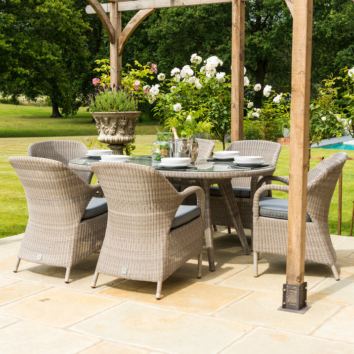 Sussex 6 Seat Dining Astoria Table Set with Parasol and Base