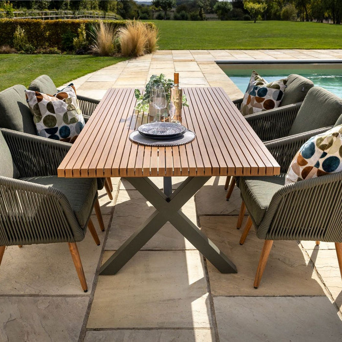 Hartman Eden 6 Seater Dining Set In Juniper Green 