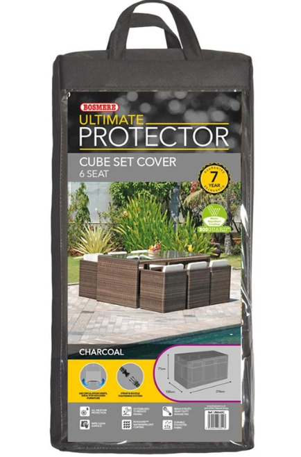 Bosmere Ultimate Protector Modular Cube Set Cover, 6 Seater Rectangular, Charcoal, UM660C