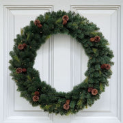 BOSK Vermont Pine 42" Pre-Lit Wreath — 250 Warm White LEDs