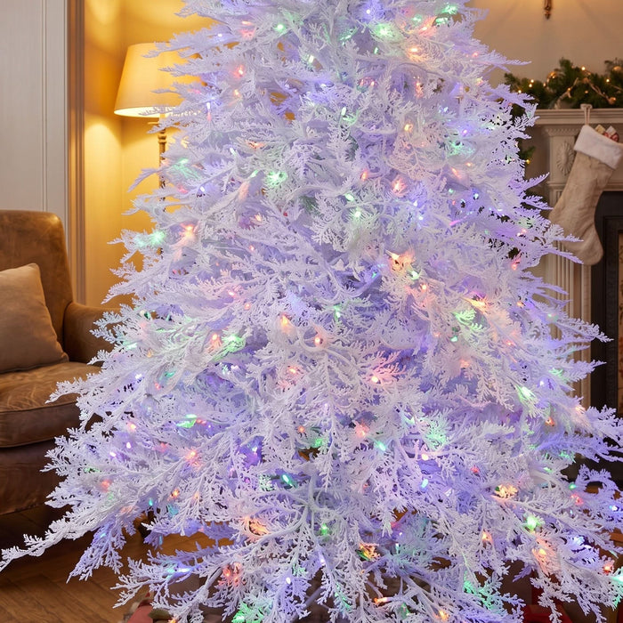 BOSK WINTERLACE – 7.5ft White Christmas Tree with 600 Colour Switch LEDs