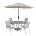 Bramblecrest Sofia Round Table with 4 Armchairs, Parasol & Base Set - Grey