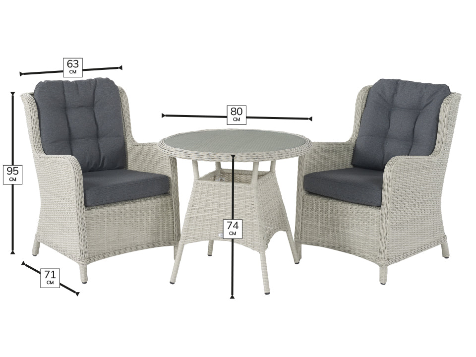 Bramblecrest - Chedworth Rattan Round Bistro Set in  Dove Grey
