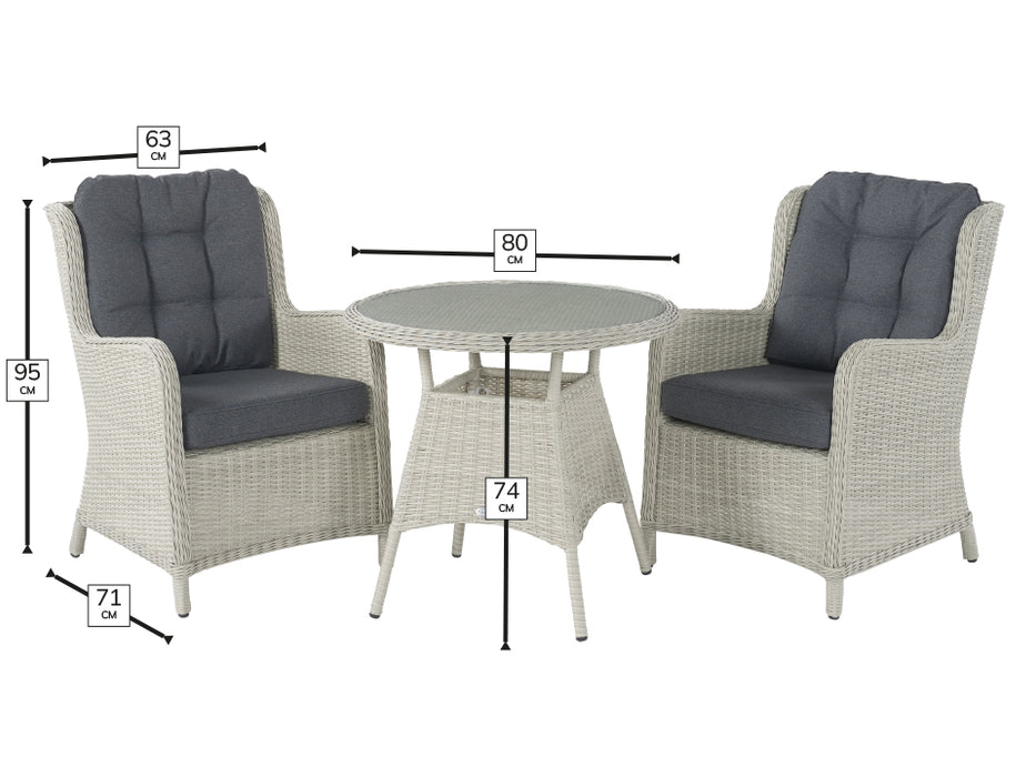 Bramblecrest - Chedworth Rattan Round Bistro Set in  Dove Grey