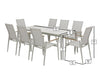 Bramblecrest Sofia Rectangle Table with 8 Armchairs, Parasol & Base Set - Grey
