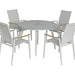 Bramblecrest Sofia Round Table with 4 Armchairs, Parasol & Base Set - Grey