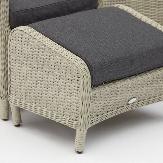 Bramblecrest - Chedworth Rattan Recliner Set in Dove Grey with 2 Footstools & Side Table