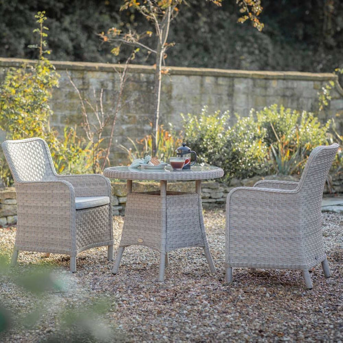 Bramblecrest Patagonia Willow Rattan Bistro Table Set with 2 Armchairs