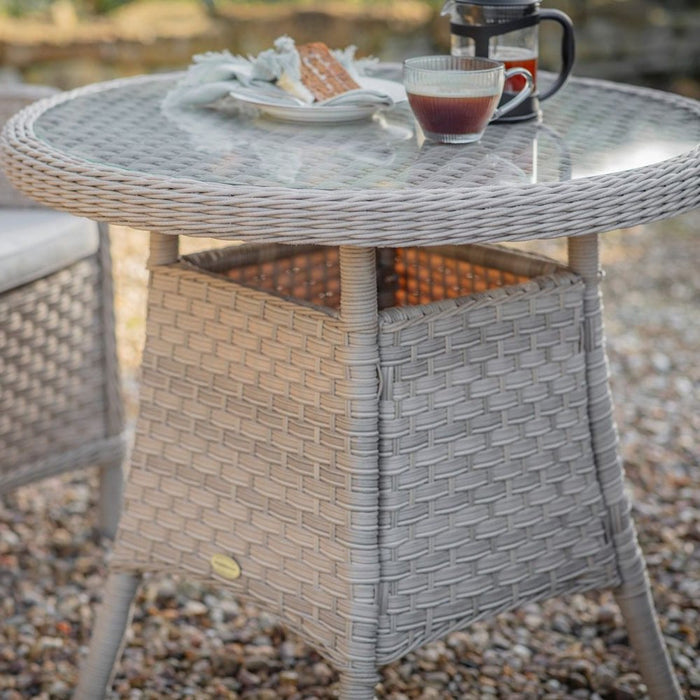 Bramblecrest Patagonia Willow Rattan Bistro Table Set with 2 Armchairs