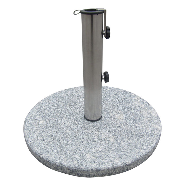 Bramblecrest Chedworth 6 Seat Garden Dining Set in Sandstone with Round Table, Lazy Susan, 3m Parasol & Base