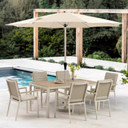 Bramblecrest Zurich 6 Seat Dining Set in Mocha with Rectangular Table, 3m Parasol & Base