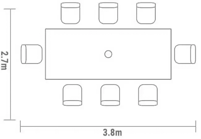 Hartman Capri 8 Seat Rectangular Set in Maize - footprint