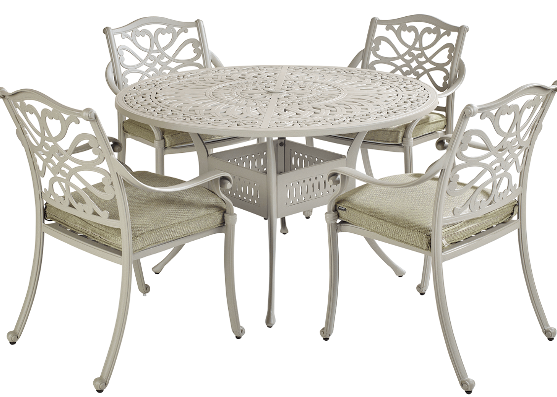 Hartman Capri 4 Seat Round Dining Set in Maize with Parasol & Base
