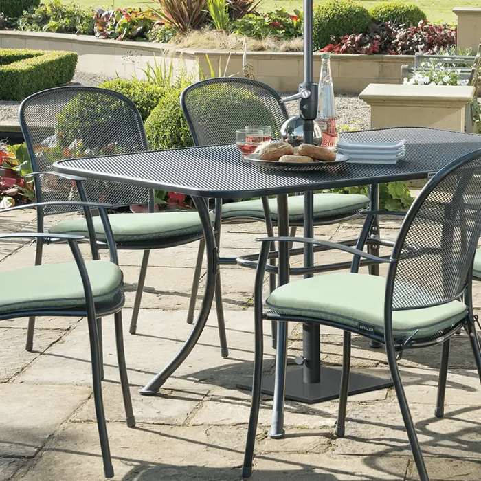Kettler Caredo Seat Complete Rectangle Dining Set inc Parasol Cush