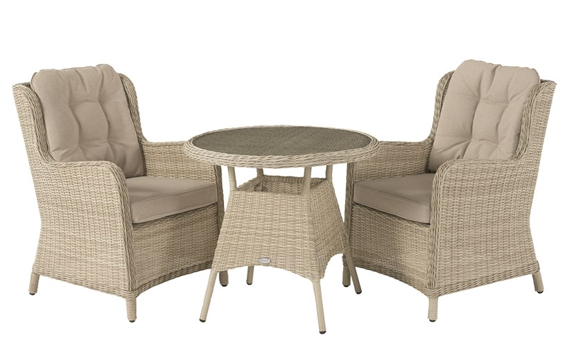 Bramblecrest Chedworth Rattan Round Bistro Set in Sandstone
