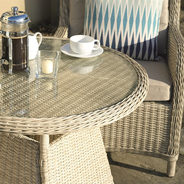 Bramblecrest Chedworth Rattan Round Bistro Set in Sandstone