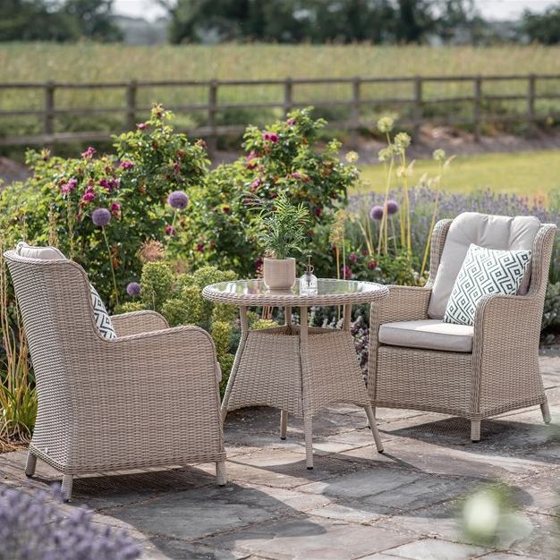Bramblecrest Chedworth Rattan Round Bistro Set in Sandstone