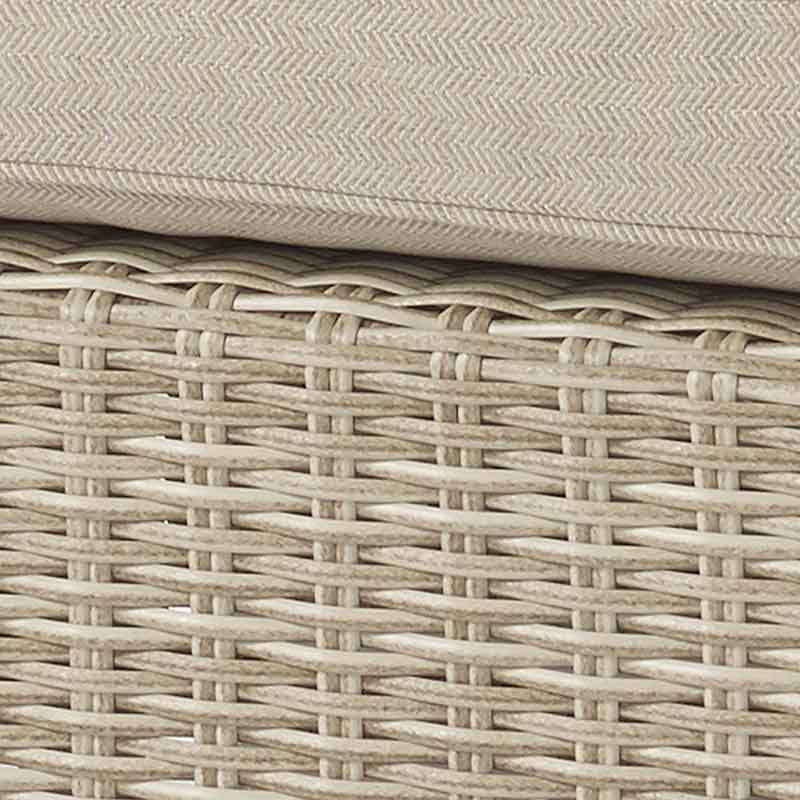Bramblecrest Chedworth Reclining Corner Sofa with Square Dual-Height Table & 2 Benches in Sandstone Rattan