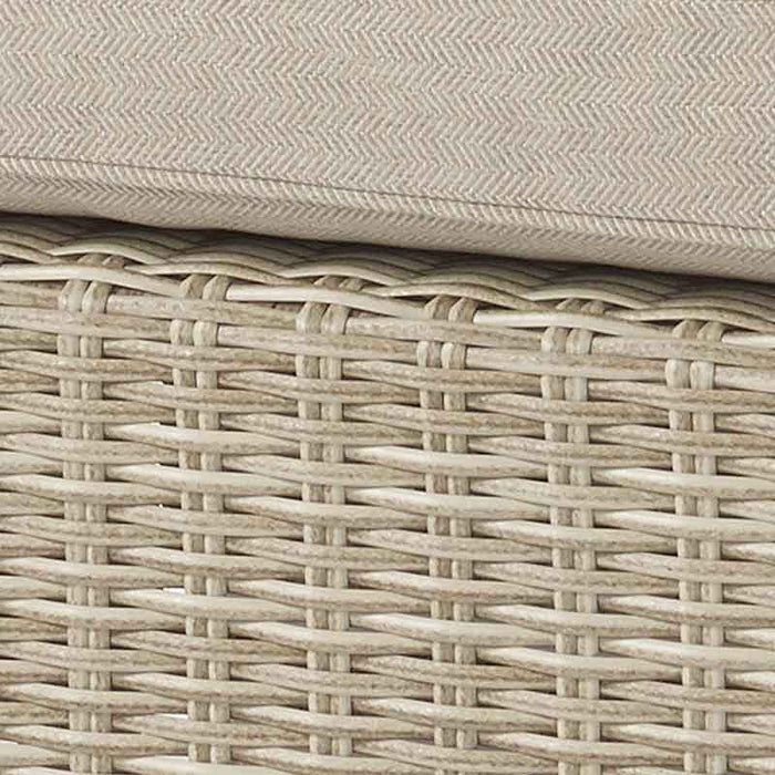 Bramblecrest Chedworth Reclining Corner Sofa with Square Dual-Height Table & 2 Benches in Sandstone Rattan