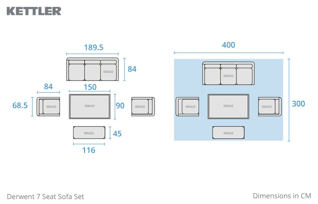 Kettler Derwent Reclining Sofa Set with Height Adjustable Table & Bench