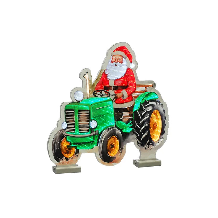 Festive 40cm Infinity Santa on a Tractor