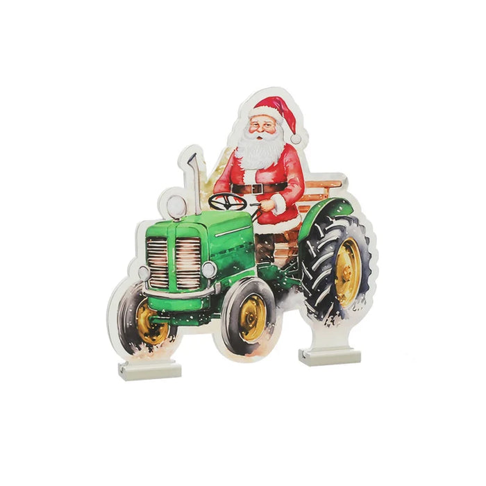 Festive 40cm Infinity Santa on a Tractor