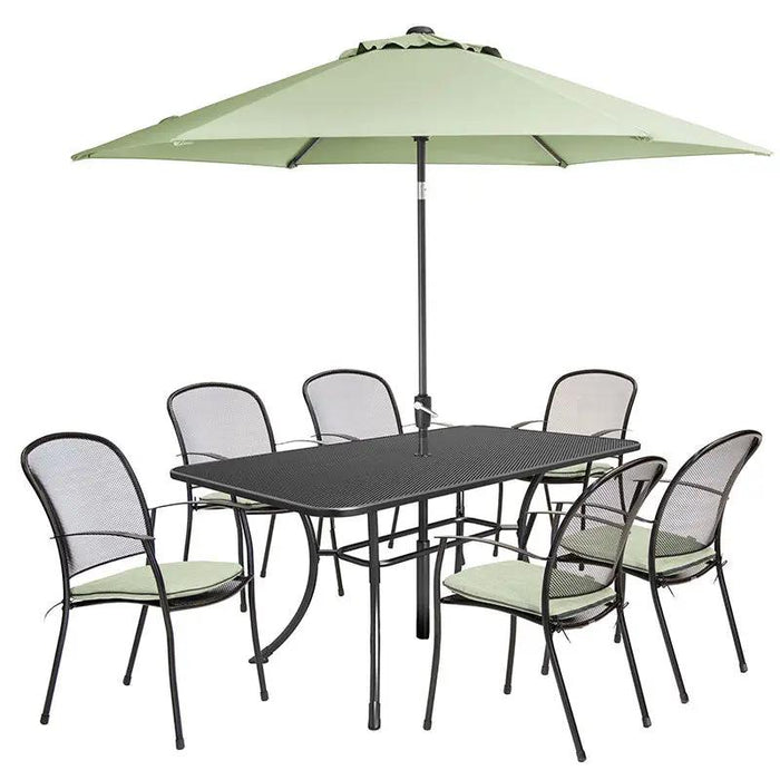 kettler classic outdoor 6 Kettler Caredo 6 Seat Complete Rectangle Dining Set inc Parasol & Cush
