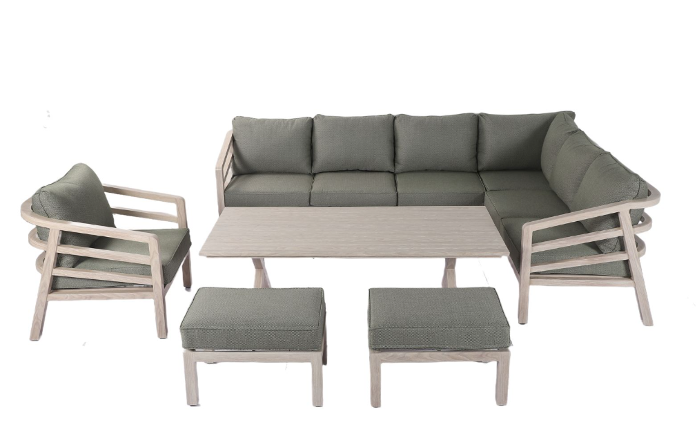 Hartman Loretta Rectangular Corner Lounge Set in Driftwood Folie / Meadow
