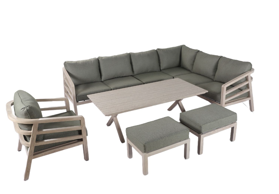 Hartman Loretta Rectangular Corner Lounge Set in Driftwood Folie / Meadow