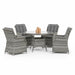 Mid Ulster Garden Centre Bali 4-seat grey synthetic rattan dining set with round glass table and cushioned high-back chairs