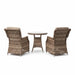 Mid Ulster Garden Centre Hampton 2 seat bistro set in light brown synthetic rattan with cushions and round glass table