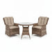 Mid Ulster Garden Centre Hampton 2 seat bistro set with light brown synthetic rattan chairs and a round glass table.