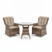 Mid Ulster Garden Centre Hampton 2 seat bistro set with light brown synthetic rattan chairs and a round glass table.
