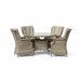 Mid Ulster Garden Centre Hampton 4 seat light brown synthetic rattan dining set with round glass table and cushions
