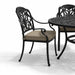 Mid Ulster Garden Centre Bramblecrest Venice bronze cast aluminium garden dining chair with beige seat cushion