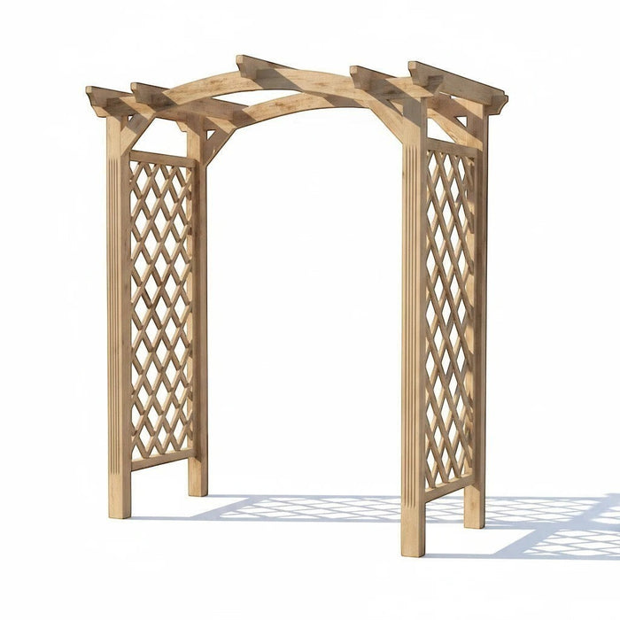 Mid Ulster Garden Centre Zest Venus Arch garden structure with a curved roof and diamond trellis side panels