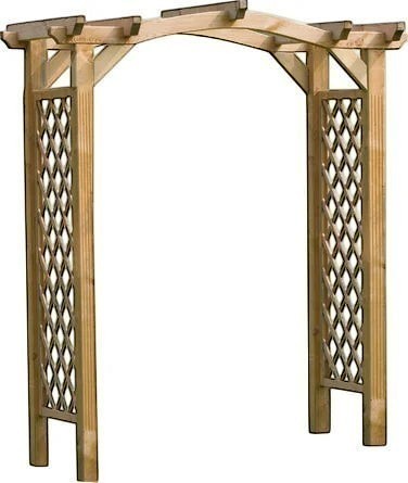 Mid Ulster Garden Centre Zest Venus Arch garden structure with a curved roof and diamond trellis side panels.