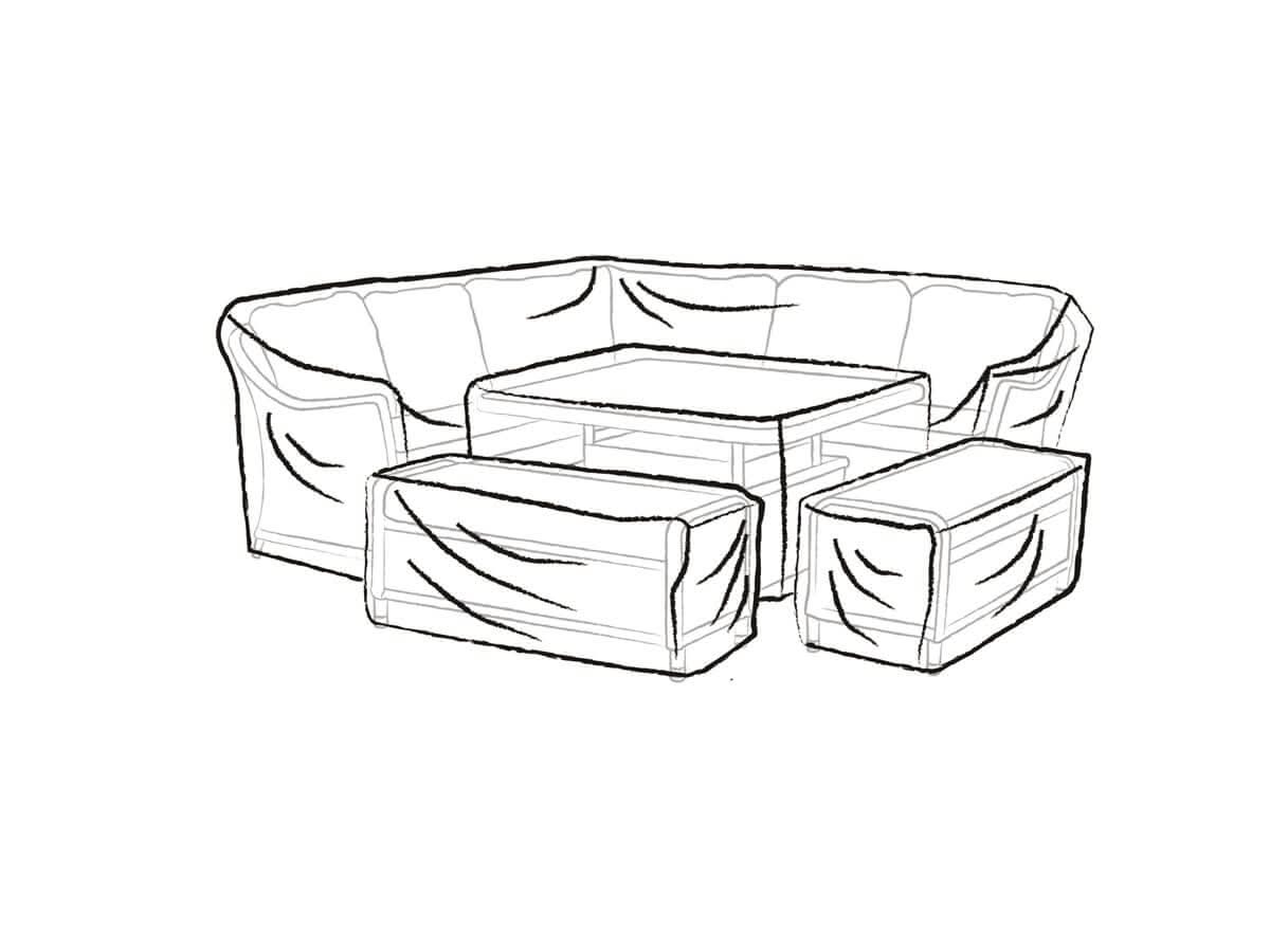 Bramblecrest Curved Corner Set Covers with table & 2 benches - Khaki