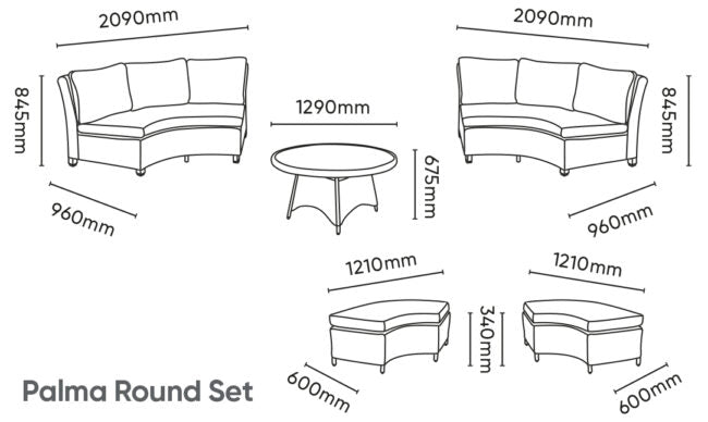 Kettler Palma Round Sofa Set in Oyster